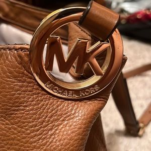 Genuine MK Brown Leather Crossbody